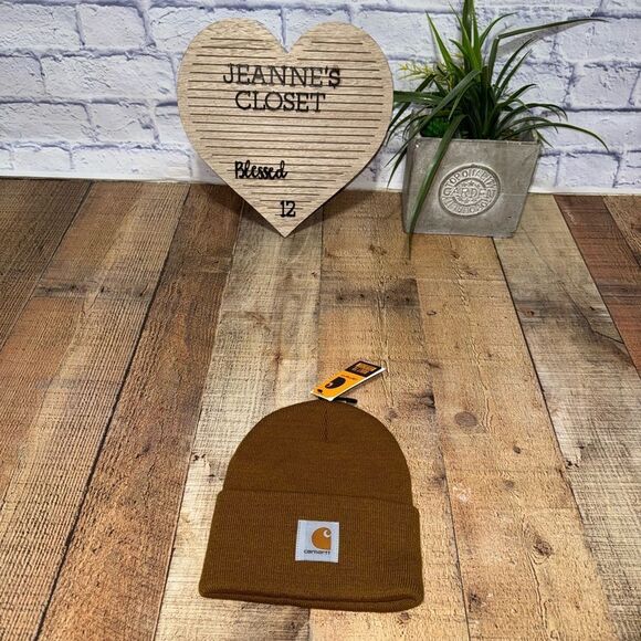 NEW Carhartt Beanie Hat One Size Unisex Adults Brown cuffed acrylic ribbed - Picture 1 of 6